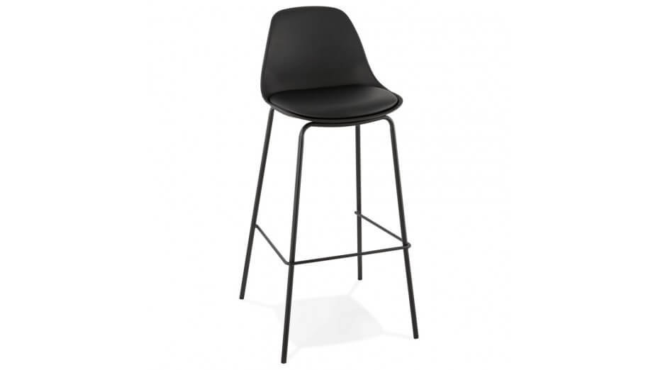 Tabouret de bar Noir pied métal noir - Nevy