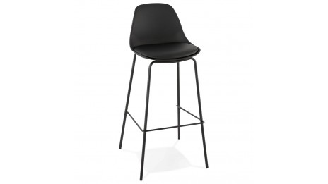 Tabouret de bar Noir pied métal noir - Nevy