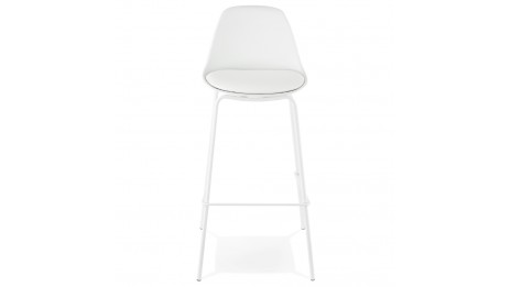 Tabouret de bar Blanc pied métal blanc - Nevy