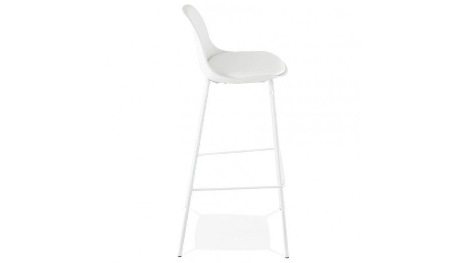 Tabouret de bar Blanc pied métal blanc - Nevy
