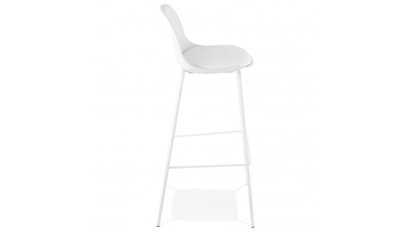 Tabouret de bar Blanc pied métal blanc - Nevy