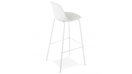 Tabouret de bar Blanc pied métal blanc - Nevy
