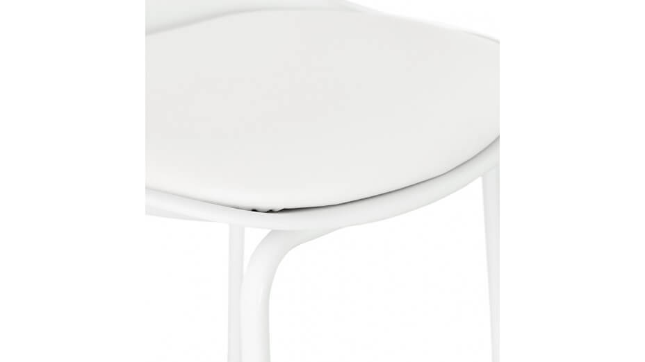 Tabouret de bar Blanc pied métal blanc - Nevy
