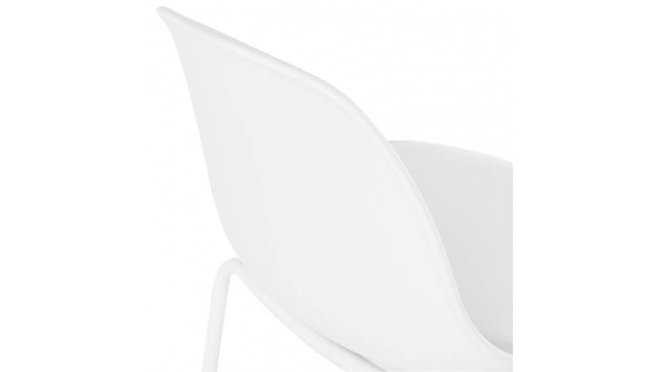 Tabouret de bar Blanc pied métal blanc - Nevy