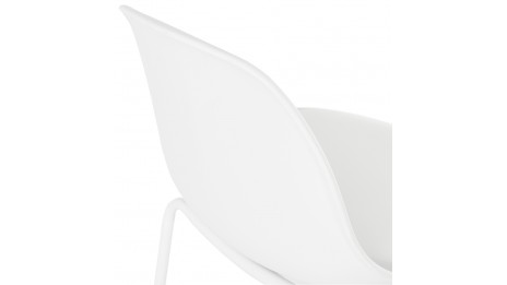 Tabouret de bar Blanc pied métal blanc - Nevy
