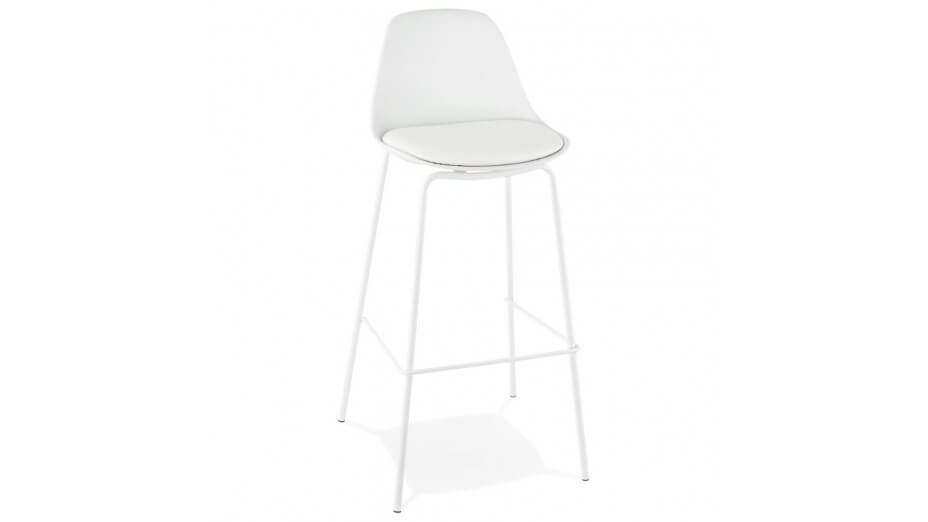 Tabouret de bar Blanc pied métal blanc - Nevy