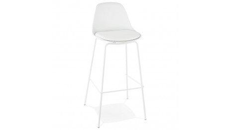 Tabouret de bar Blanc pied métal blanc - Nevy