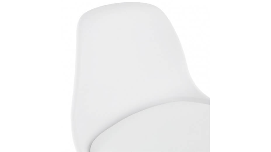 Tabouret de Bar design blanc pied bois naturel - VESTA