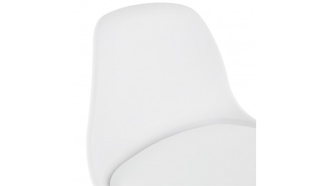 Tabouret de Bar design blanc pied bois naturel - VESTA