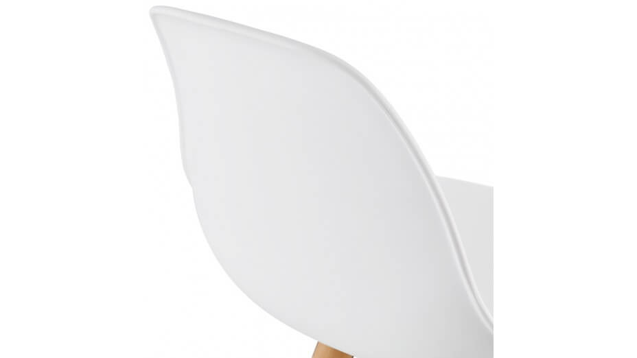 Tabouret de Bar design blanc pied bois naturel - VESTA