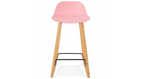 Tabouret snack Mi-hauteur rose pied bois naturel - SCANDI