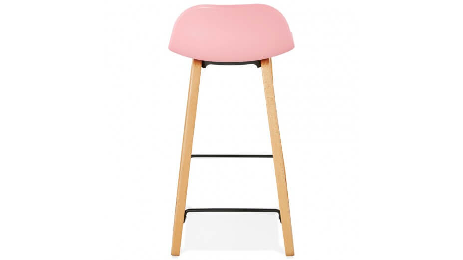 Tabouret snack Mi-hauteur rose pied bois naturel - SCANDI