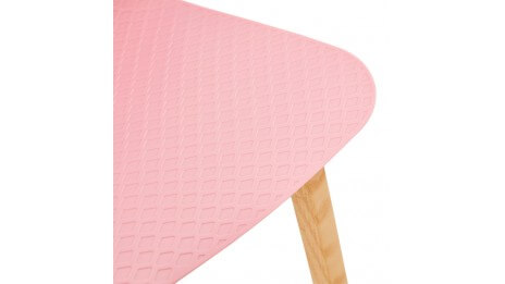 Tabouret snack Mi-hauteur rose pied bois naturel - SCANDI