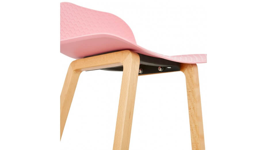 Tabouret snack Mi-hauteur rose pied bois naturel - SCANDI