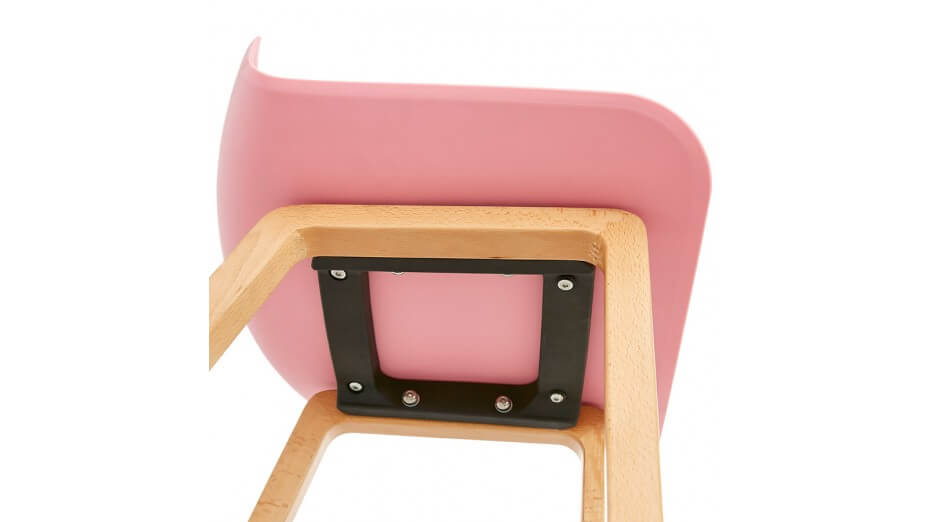 Tabouret snack Mi-hauteur rose pied bois naturel - SCANDI