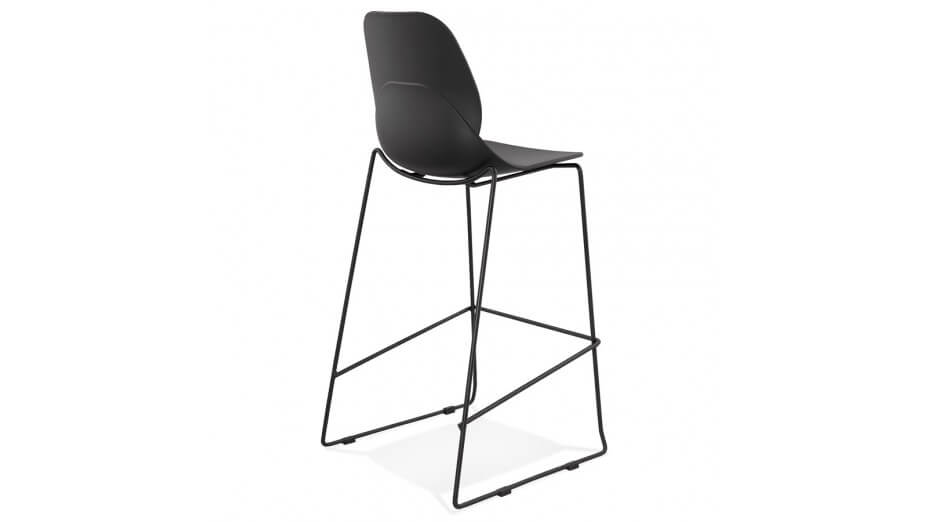 Tabouret de bar noir design empilable - Ruddy