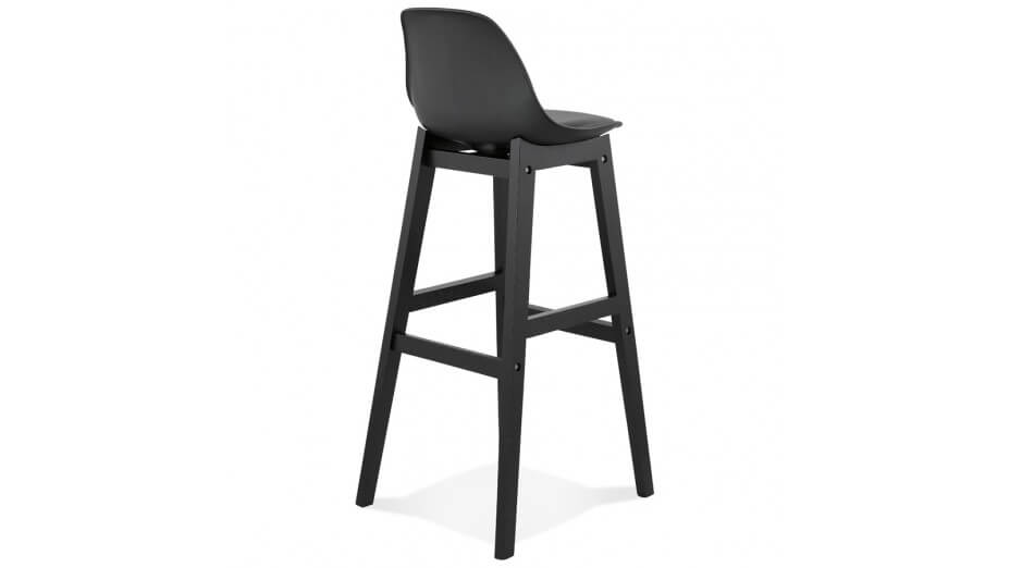 Tabouret de bar Noir pied bois noir - Ring