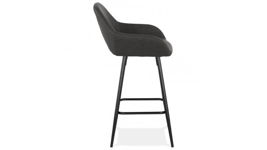 Tabouret snack Mi-hauteur similicuir gris - Even