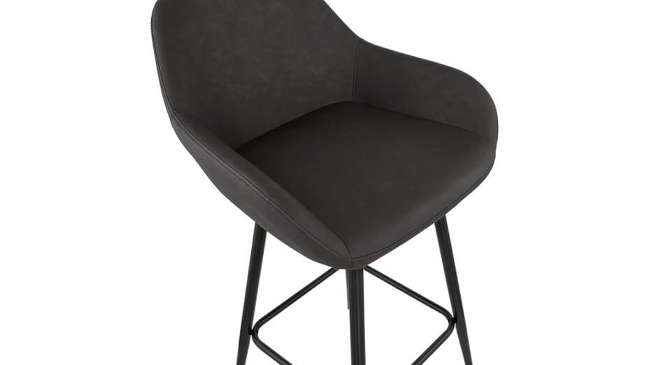 Tabouret snack Mi-hauteur similicuir gris - Even