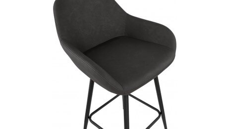 Tabouret snack Mi-hauteur similicuir gris - Even