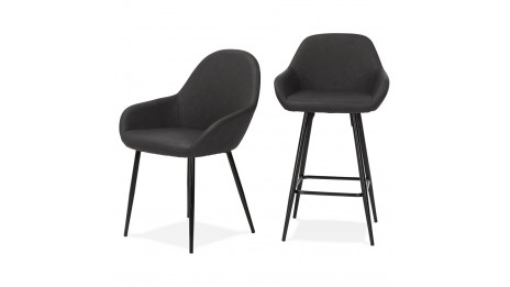 Tabouret snack Mi-hauteur similicuir gris - Even