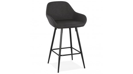 Tabouret snack Mi-hauteur similicuir gris - Even