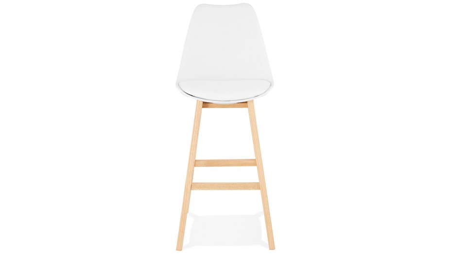 Tabouret de bar blanc pied bois naturel - Rima