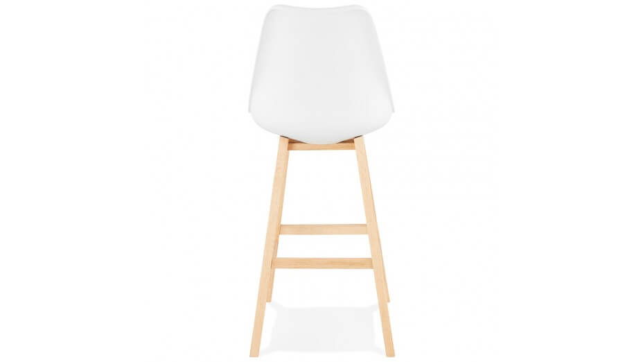 Tabouret de bar blanc pied bois naturel - Rima