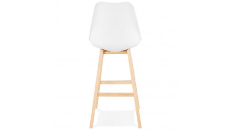 Tabouret de bar blanc pied bois naturel - Rima