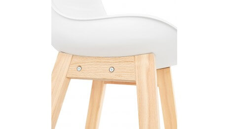 Tabouret de bar blanc pied bois naturel - Rima