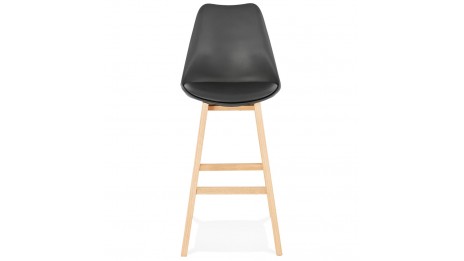 Tabouret de bar noir pied bois naturel - Rima