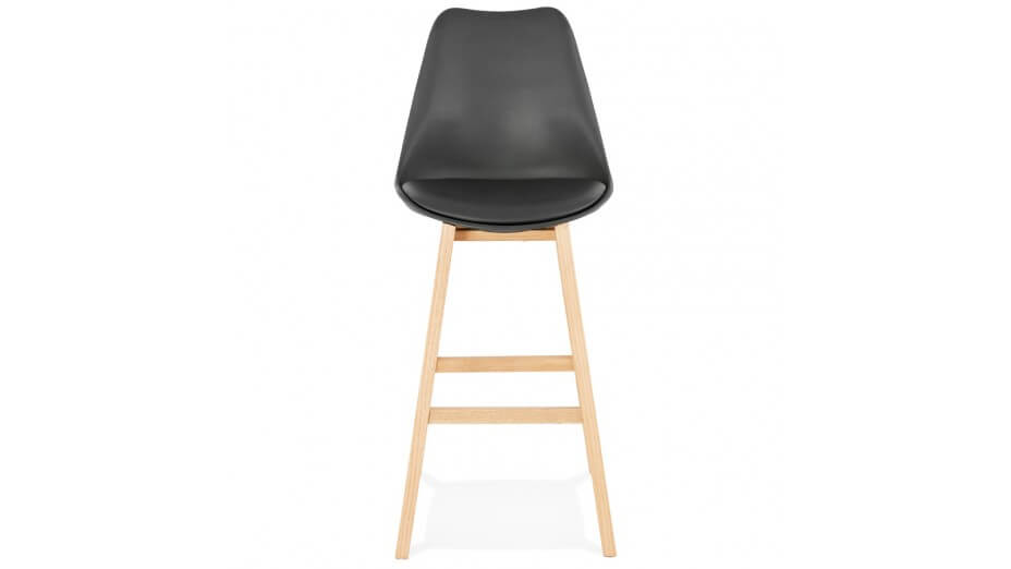 Tabouret de bar noir pied bois naturel - Rima Tabouret de bar noir pied bois naturel - Rima