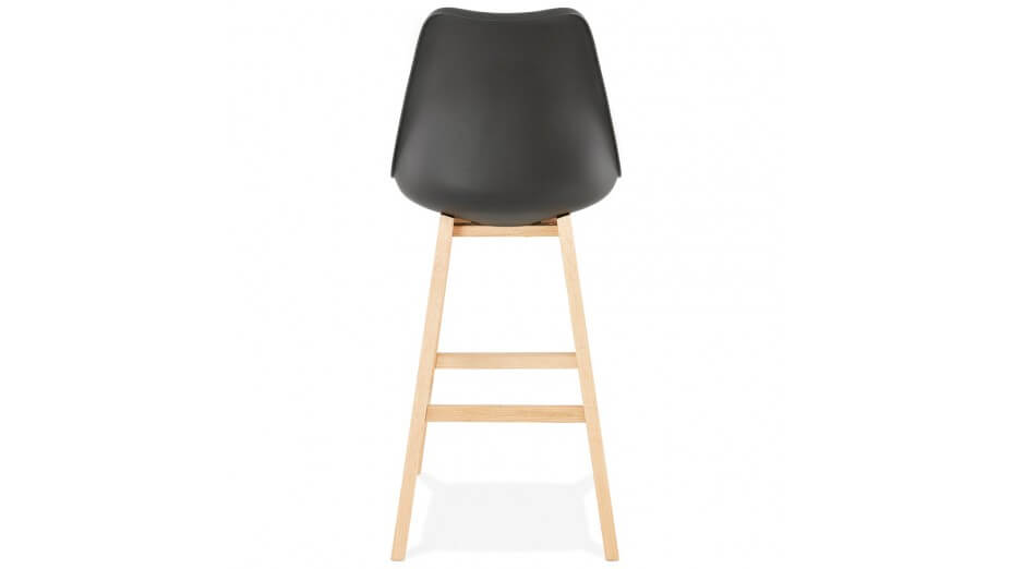 Tabouret de bar noir pied bois naturel - Rima