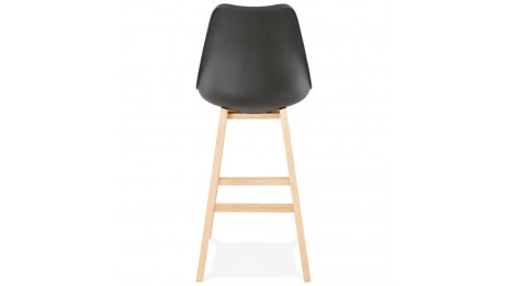 Tabouret de bar noir pied bois naturel - Rima