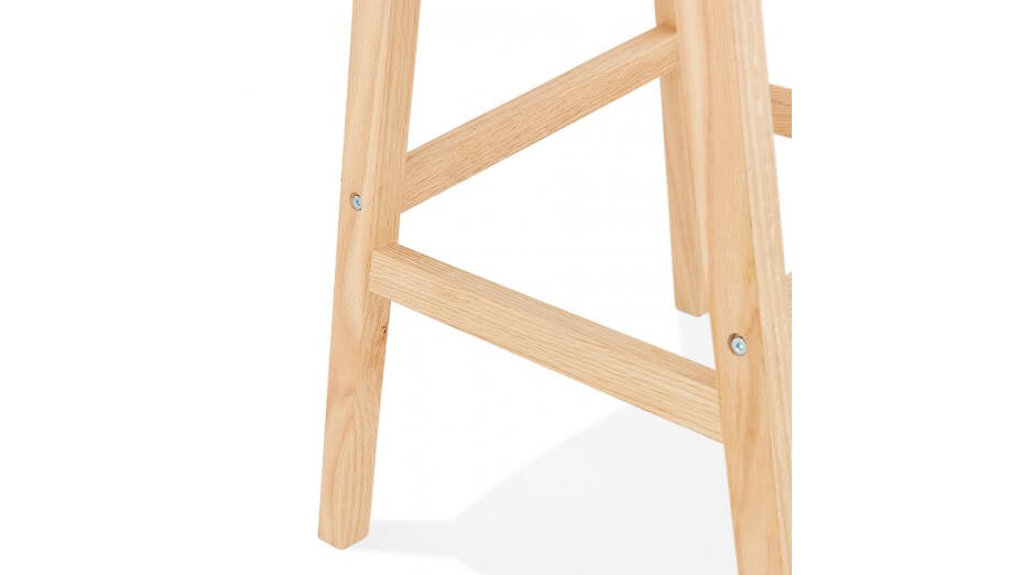 Tabouret de bar noir pied bois naturel - Rima
