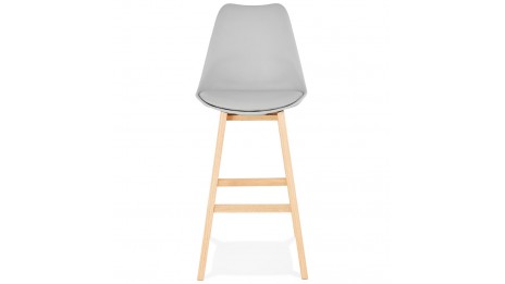 Tabouret de bar gris pied bois naturel - Rima