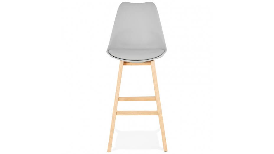 Tabouret de bar gris pied bois naturel - Rima