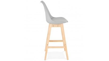 Tabouret de bar gris pied bois naturel - Rima