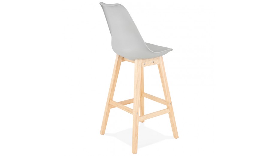 Tabouret de bar gris pied bois naturel - Rima