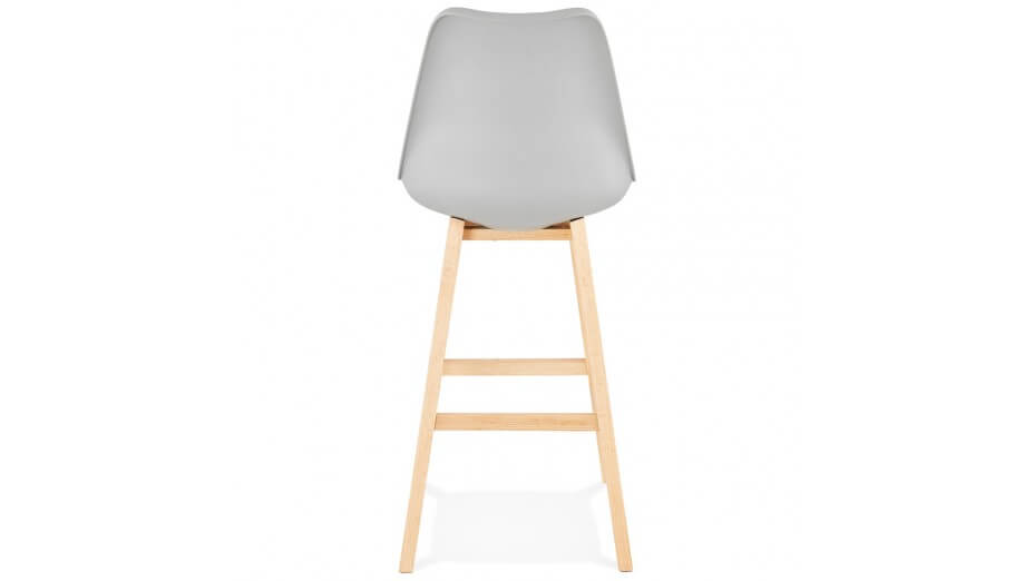 Tabouret de bar gris pied bois naturel - Rima