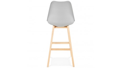 Tabouret de bar gris pied bois naturel - Rima