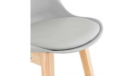 Tabouret de bar gris pied bois naturel - Rima