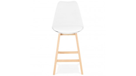 Tabouret snack Mi-hauteur  blanc pied bois naturel - Rima