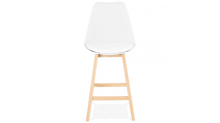 Tabouret snack Mi-hauteur  blanc pied bois naturel - Rima