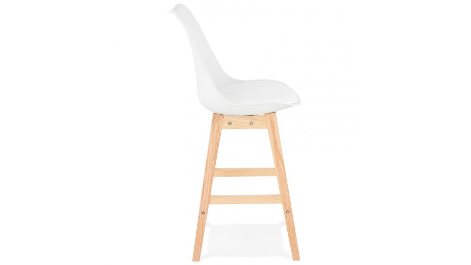 Tabouret snack Mi-hauteur  blanc pied bois naturel - Rima