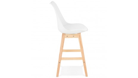 Tabouret snack Mi-hauteur  blanc pied bois naturel - Rima