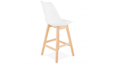 Tabouret snack Mi-hauteur  blanc pied bois naturel - Rima