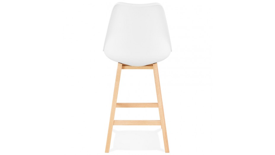 Tabouret snack Mi-hauteur  blanc pied bois naturel - Rima