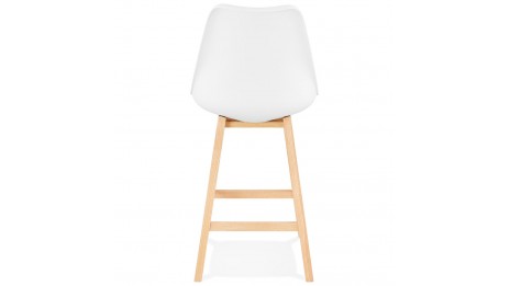 Tabouret snack Mi-hauteur  blanc pied bois naturel - Rima