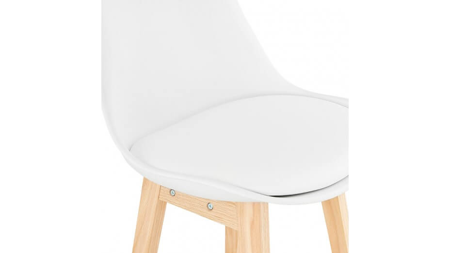 Tabouret snack Mi-hauteur  blanc pied bois naturel - Rima